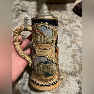 Vintage German Beer Stein with Scenic Artwork